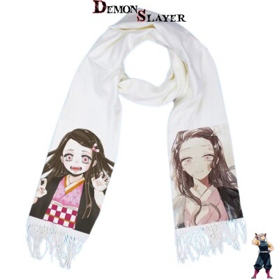 Écharpe blanche Demon Slayer avec Nezuko mignonne