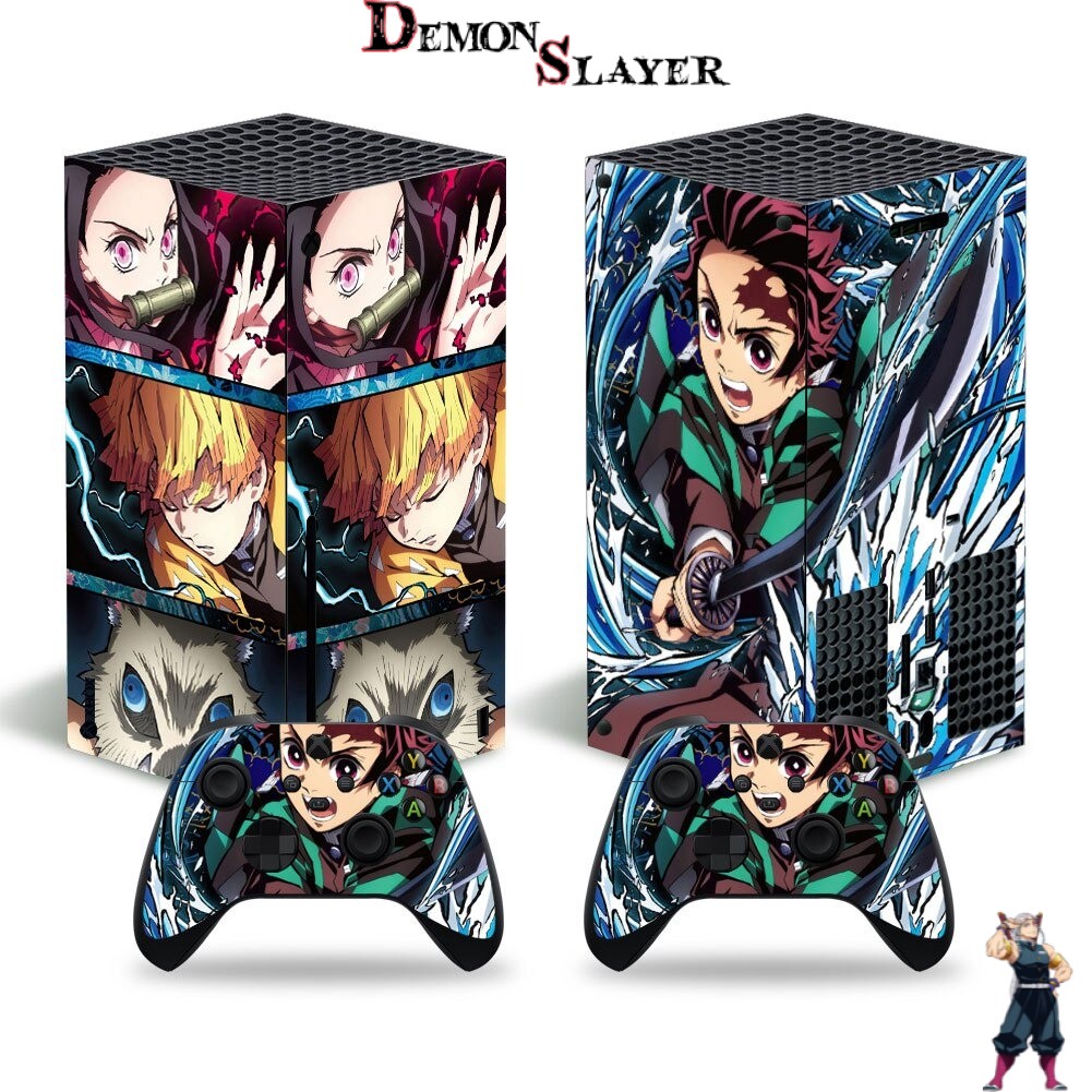 Sticker Xbox Series X Demon Slayer avec Zenitsu, Tanjiro, Inosuke et Nezuko