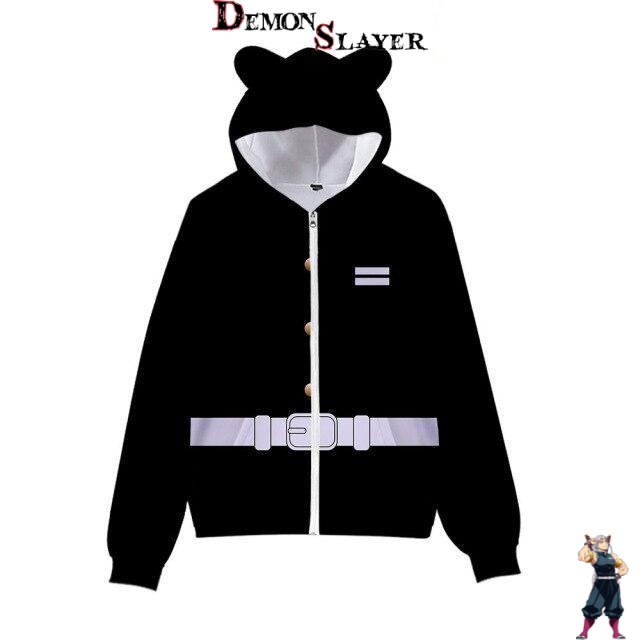 Sweat Demon Slayer uniforme noir avec tailles enfant et adulte