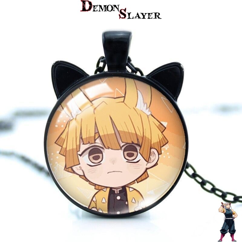 Collier Demon Slayer Neko Zenitsu, finitions Silver Plated Bronze Plated Black Plated