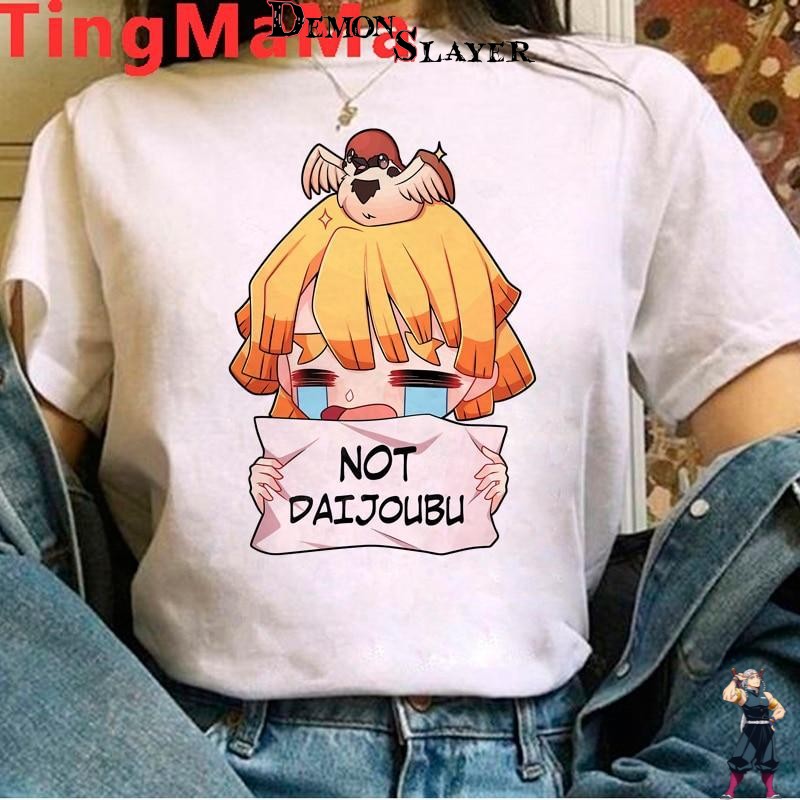 T-shirt féminin Demon Slayer Kimitsu Pleurant, blanc du XXS au XXL