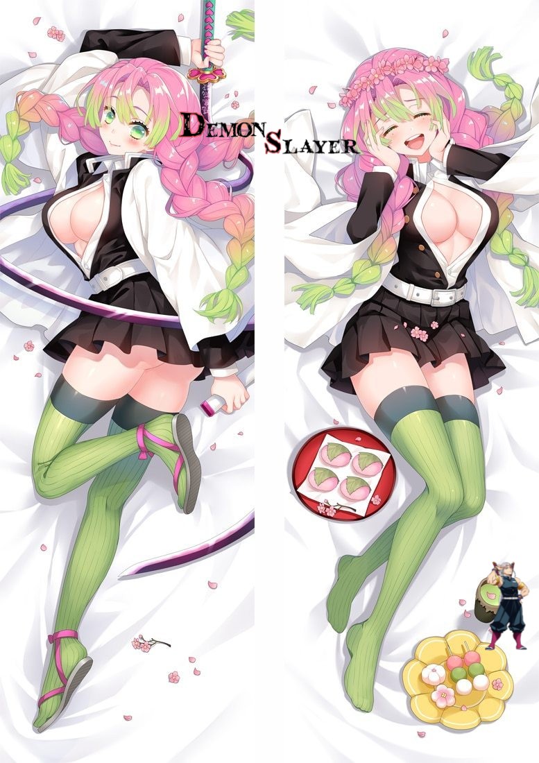 Taie d'oreiller Demon Slayer Mitsuri Kanroji en 150x50cm, 100x34cm ou 120x40cm