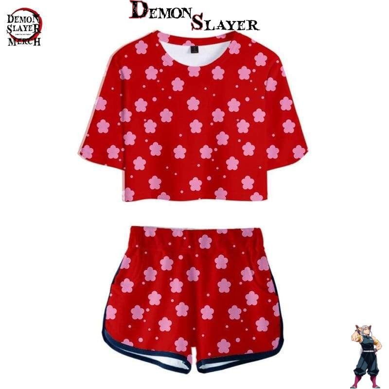 Crop top Makomo à motif Demon Slayer