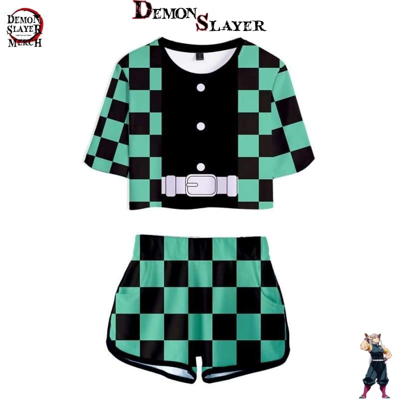 Crop top Tanjiro Kamado Demon Slayer, tailles XS à XXL