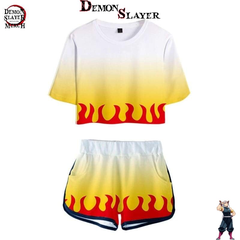 Crop top Rengoku Demon Slayer, tailles XS à XXL