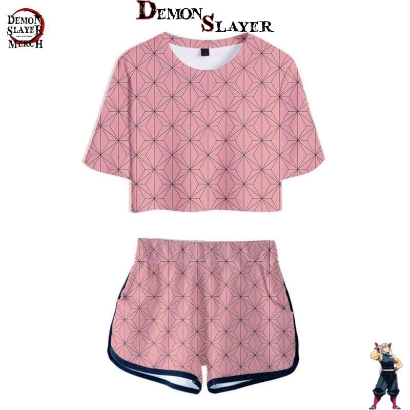 Crop top Nezuko Pattern Kimetsu No Yaiba Merch, tailles XS à XXL