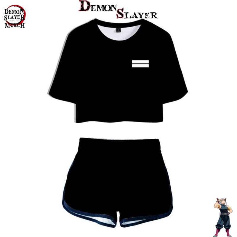 Crop top noir Demon Slayer en Black ou White