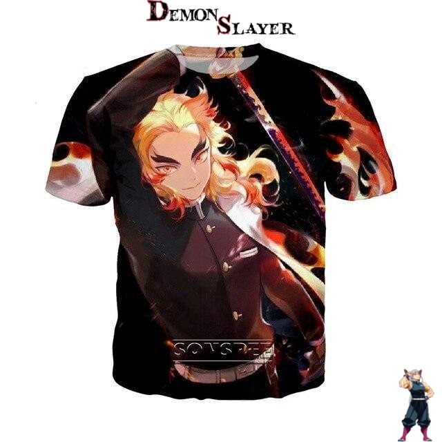 T-shirt Demon Slayer Kyojuro Rengoku Kimetsu, tailles du S au 6XL