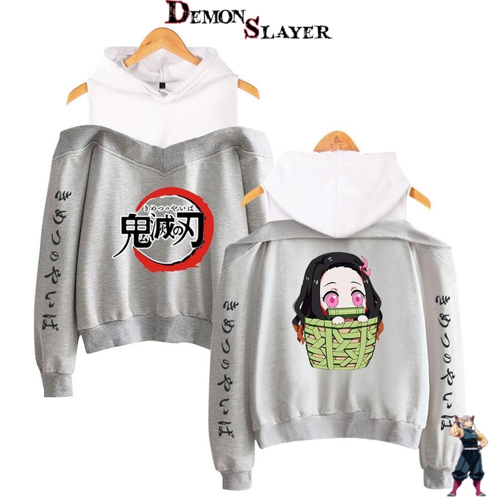 Sweat Demon Slayer Nezuko avec panier à épaules dénudées