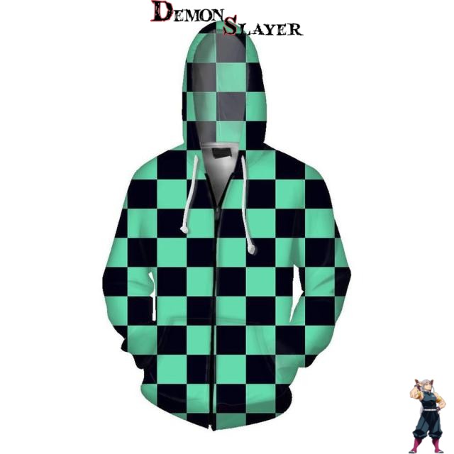 Sweat Tanjiro Checkered Demon Slayer, du S au 5XL