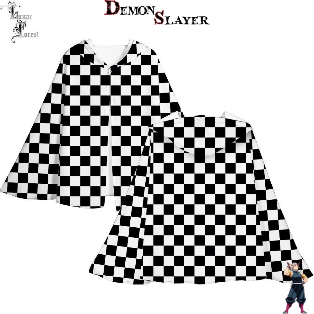 Manteau blanc et noir Demon Slayer, tailles S à XXL