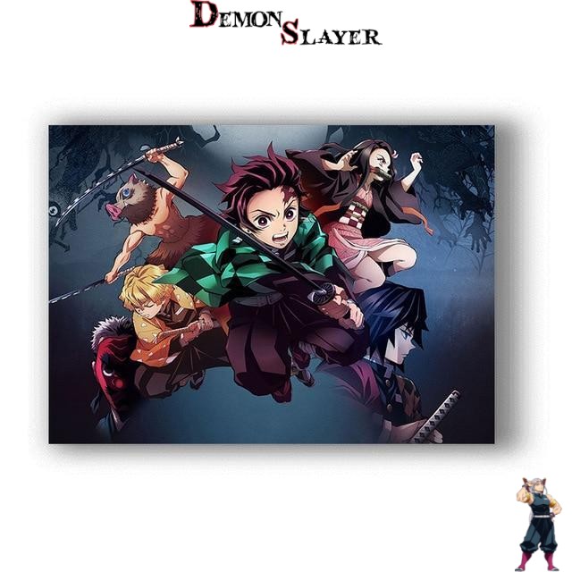 Tableau combat Tanjiro vs Muzan Demon Slayer en plusieurs tailles