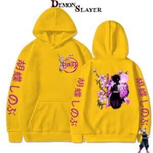 Sweat jaune Demon Slayer Shinobu Kocho avec fleur